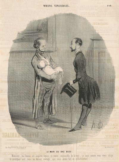De echtgenoot van de blauwkous... door Honoré Daumier
