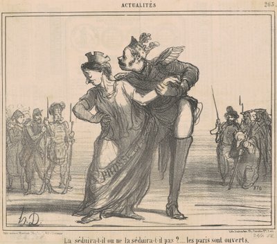 Zal hij haar verleiden? De weddenschappen zijn geopend door Honoré Daumier