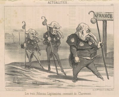 De drie legitimisten ... terugkerend van Claremont door Honoré Daumier