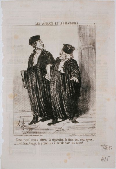 De Advocaten en de Pleiters - Eindelijk! We hebben de scheiding van goederen verkregen door Honoré Daumier