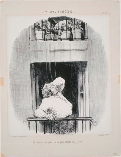 De Goede Burgers - Een buurman die klaagt over het besproeien door Honoré Daumier