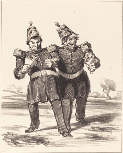De twee feestvierders in vreugde door Honoré Daumier