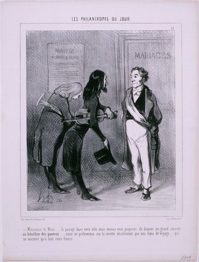 De Filantropen van de Dag - Meneer de Burgemeester... Op doorreis in uw stad... door Honoré Daumier