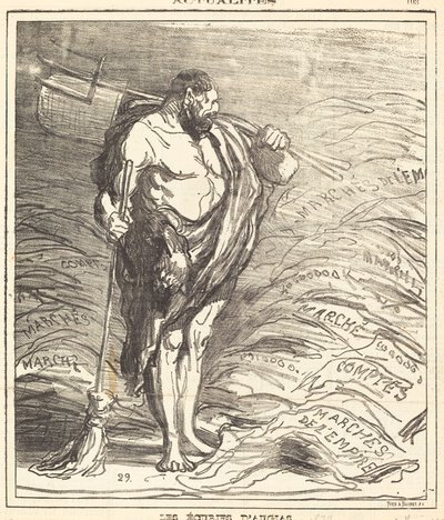De stallen van Augias door Honoré Daumier
