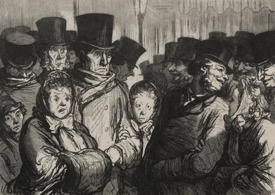 Les théâtres: sortant du drame et sortant des funambules door Honoré Daumier