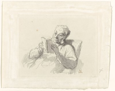 Lezende man door Honoré Daumier