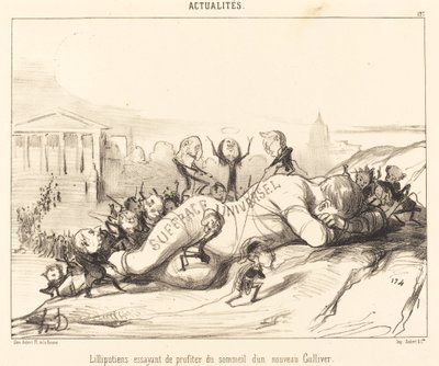 Lilliputiens proberen te profiteren van de slaap... door Honoré Daumier