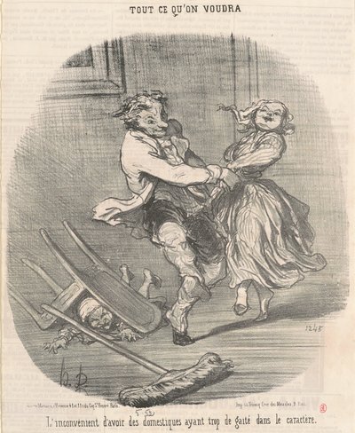 Het ongemak van het hebben van bedienden... door Honoré Daumier