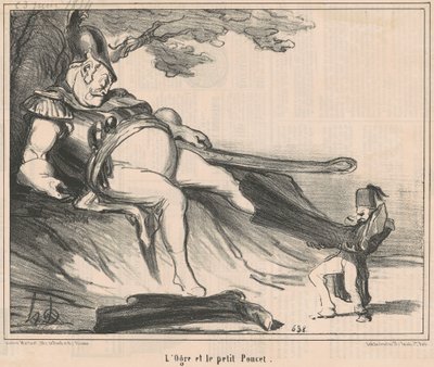 De reus en Klein Duimpje door Honoré Daumier