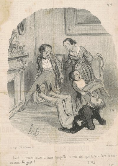 Lolo!...wil je de stoel met rust laten... door Honoré Daumier