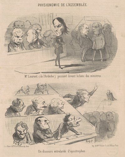 M. Laurent (van de Ardèche) Voorbijgaand door Honoré Daumier