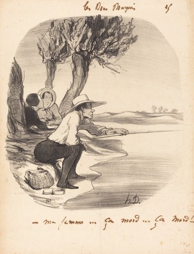 Mijn vrouw... het bijt... het bijt! door Honoré Daumier