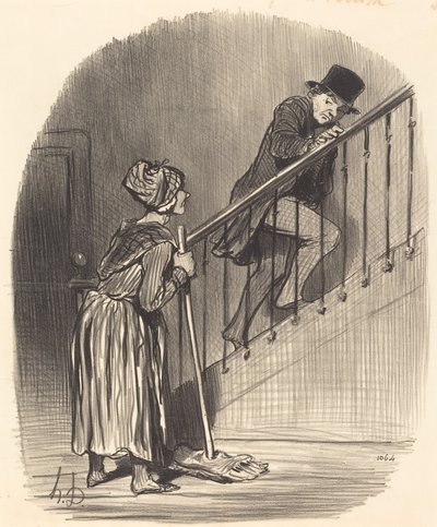 Is mijn vrouw thuis? door Honoré Daumier