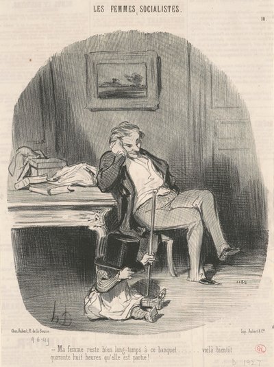 Mijn vrouw blijft lang op dit banket door Honoré Daumier