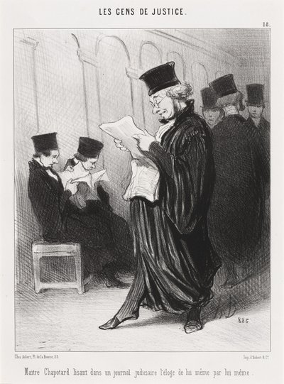 Meester Chapotard Leest... de Lof van Zichzelf... door Honoré Daumier