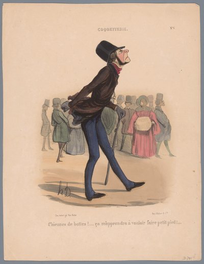 Man loopt op te kleine schoenen door Honoré Daumier