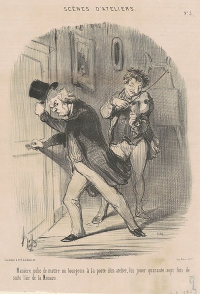 Beleefde manier om... aan de deur te zetten door Honoré Daumier