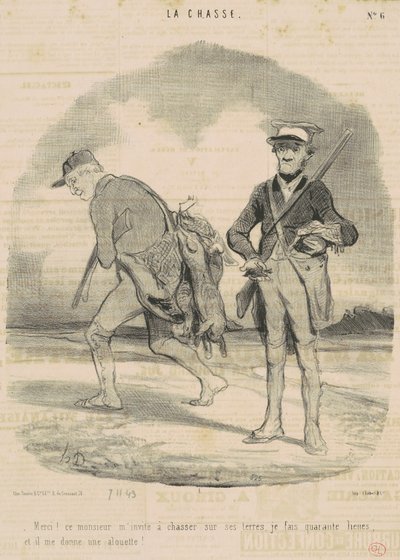 Dank je! Deze meneer nodigt me uit om te jagen... door Honoré Daumier