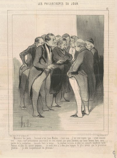 Heren juryleden... de verdachte heeft Jean Maclou vermoord... door Honoré Daumier