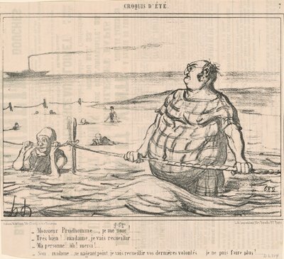 Meneer Prudhomme... Ik verdrink! ... door Honoré Daumier