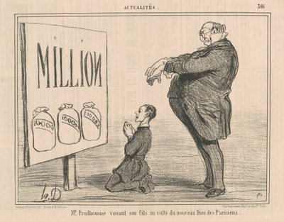 Mr. Prudhomme die zijn zoon aan... door Honoré Daumier