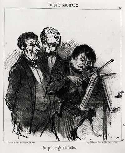 Muzikale schetsen: een moeilijk passage (illustratie door Honore Daumier, gepubliceerd in Charivari, gedateerd 5 maart 1852) door Honoré Daumier
