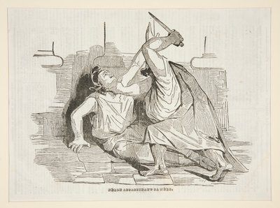 Neron die zijn moeder vermoordt, uit Charivari 9 april 1834 door Honoré Daumier