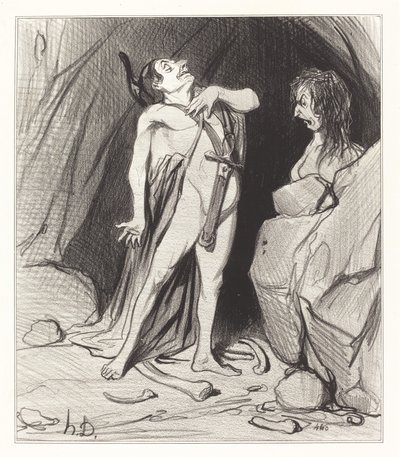 Oedipus bij de Sfinx door Honoré Daumier