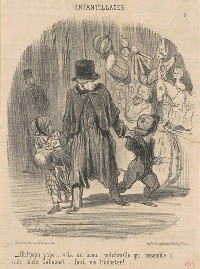 Oh! Papa, papa ... kijk een mooie ... door Honoré Daumier