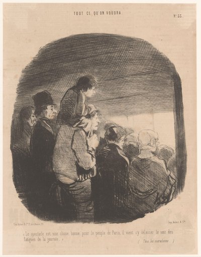 Parijzenaars kijken naar een voorstelling door Honoré Daumier