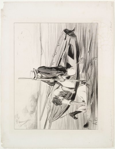 Parijse Schippers, plaat 14: Man Overboord, 1843 door Honoré Daumier