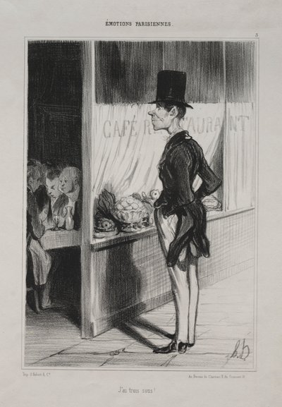 Parijse emoties, plaat 3: Ik heb drie sous!, 1839 door Honoré Daumier