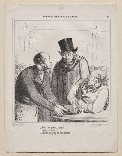 Parijse Schetsen, plaat 16: Je zult niets nemen? door Honoré Daumier
