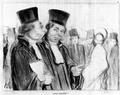 Parijse type, oude schurk!!, karikatuur door Honore Daumier. 