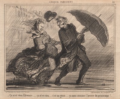 Parijse Schetsen: Pl. 34, Het is niets Eleanor door Honoré Daumier
