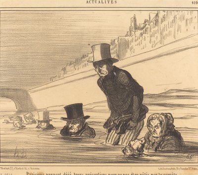 Parijzenaars nemen... hun voorzorgsmaatregelen... door Honoré Daumier