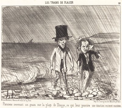 Parijzenaars ontvangen een bui door Honoré Daumier