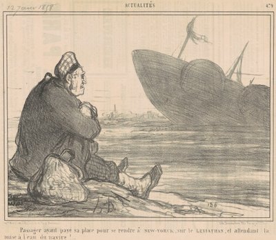 Passagier die heeft betaald ... om naar New York te gaan ... door Honoré Daumier