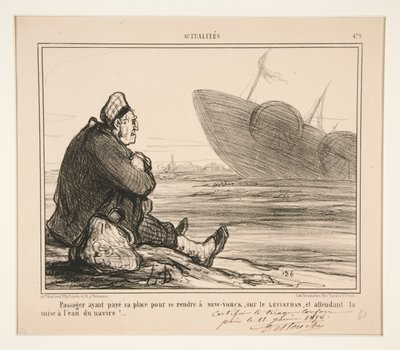 Passager ayant payé sa place pour se rendre à New-Yorck, sur le door Honoré Daumier