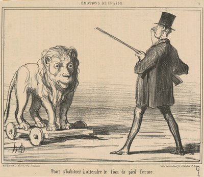 Om te wennen aan het wachten op de leeuw... door Honoré Daumier