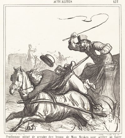 Prudhomme gedwongen om lessen te nemen... door Honoré Daumier