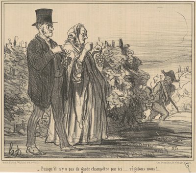 Omdat er geen veldwachter is... door Honoré Daumier