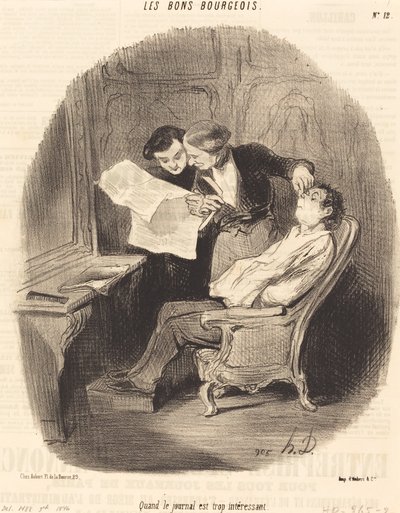 Wanneer de krant te interessant is door Honoré Daumier