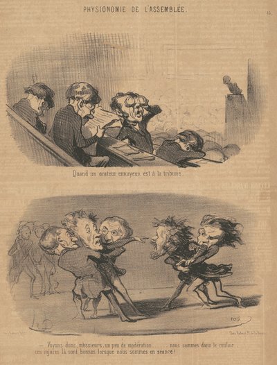 Wanneer een vervelende spreker op het podium staat door Honoré Daumier