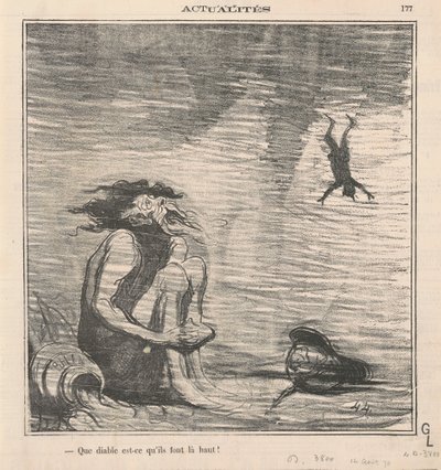Wat doen ze daarboven! door Honoré Daumier