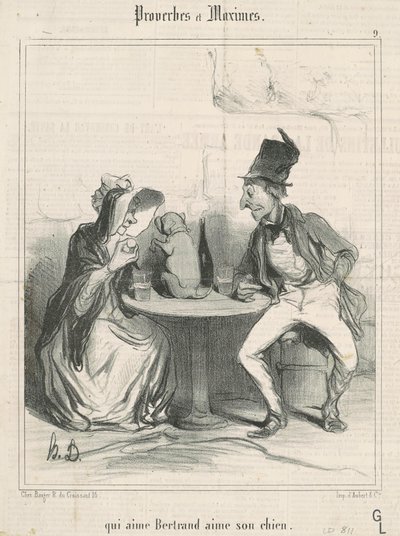 Wie van Bertrand houdt, houdt van zijn hond door Honoré Daumier