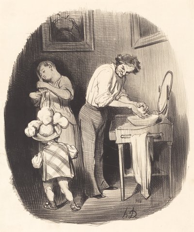 Wat is hij lief zo, Dodore... door Honoré Daumier