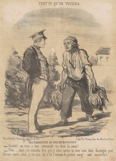 Restaurateur in het Bois de Boulogne door Honoré Daumier
