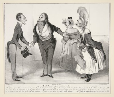 Robert-Macaire agent matrimonial, pl. 16 uit de serie Caricaturana, uit het album Les Robert Macaires door Honoré Daumier