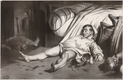 Rue Transnonain, 15 april 1834. 1834 door Honoré Daumier